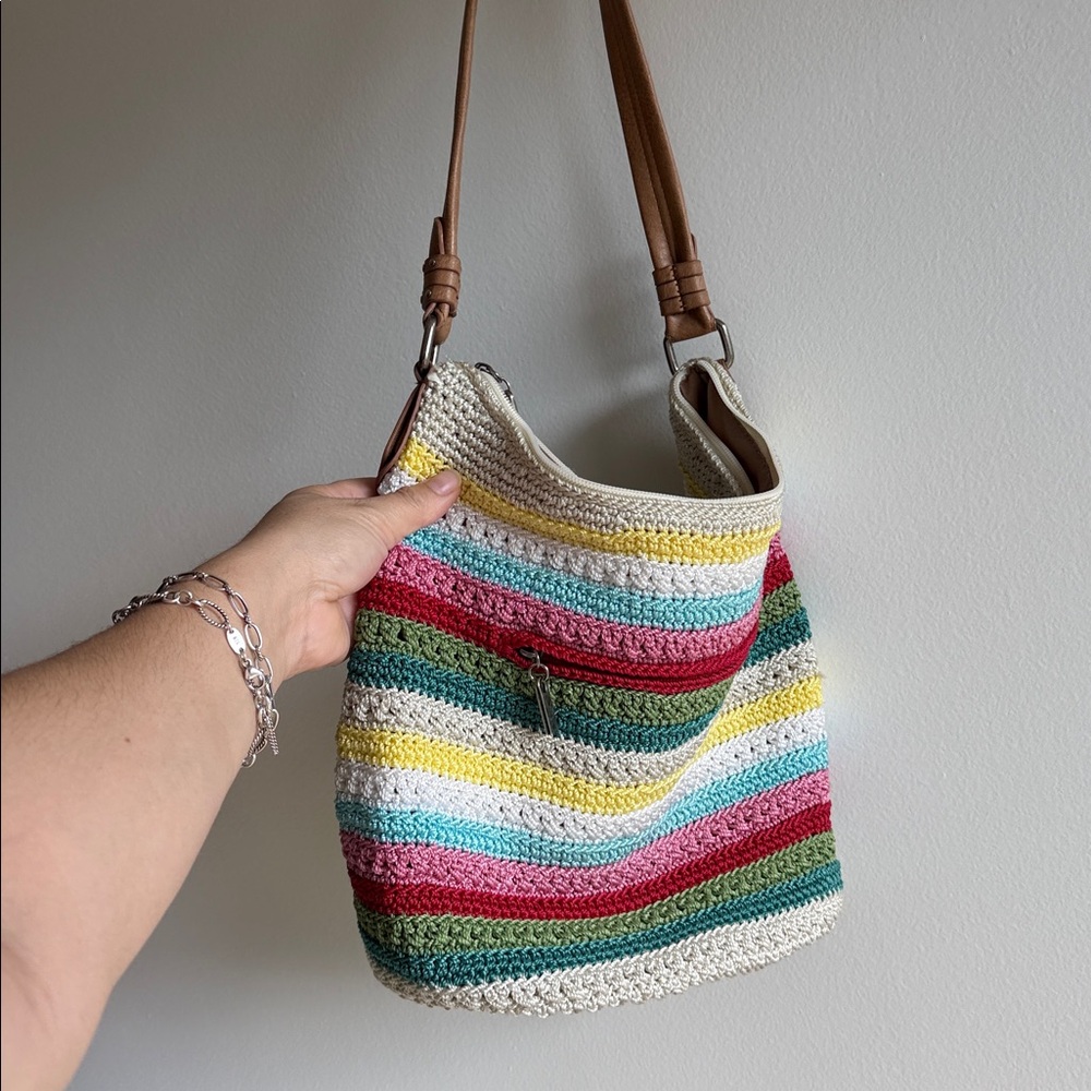 Colorful Striped Crochet Shoulder Bag NNW